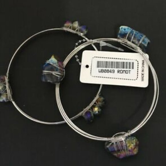 NWT!!! Blue Multi-Color Crystal Beads Druzy Silver-Tone Set of 2 Wired B… - Picture 4 of 7